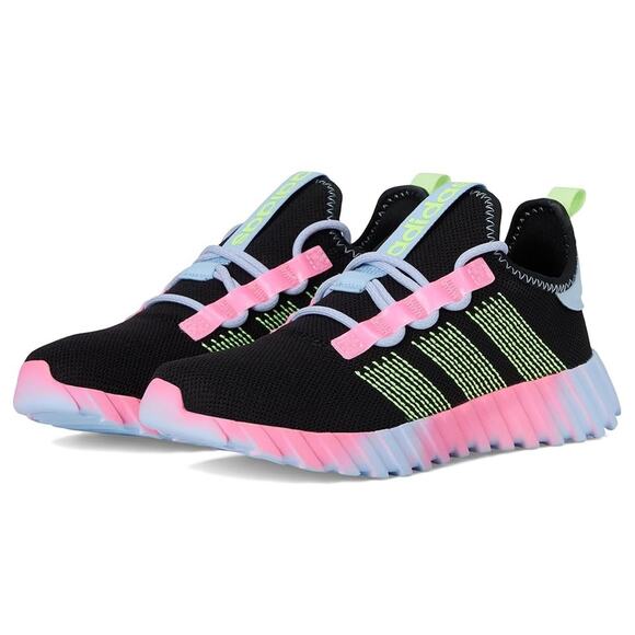 NWT adidas Unisex Kaptir Flow Sneaker, Black/Yellow/Clear Sky, 11.5 Little Kid - Picture 1 of 5